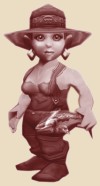 Illustration: El, a gnome fisherwoman.